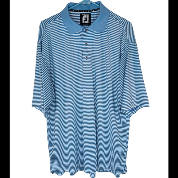 FootJoy “FJ” Men’s Large Golf Polo Striped White, Blue - Picture 2 of 9